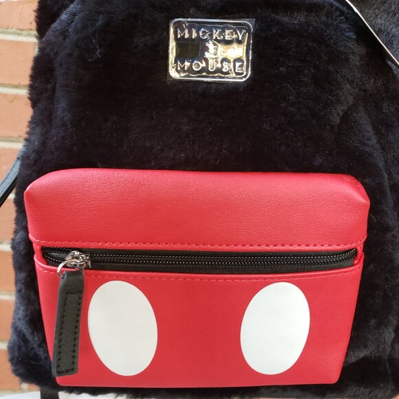 BNWT Disney Fuzzy Mickey Mouse Mini Backpack w/ Ears jet black (OS) main image 7